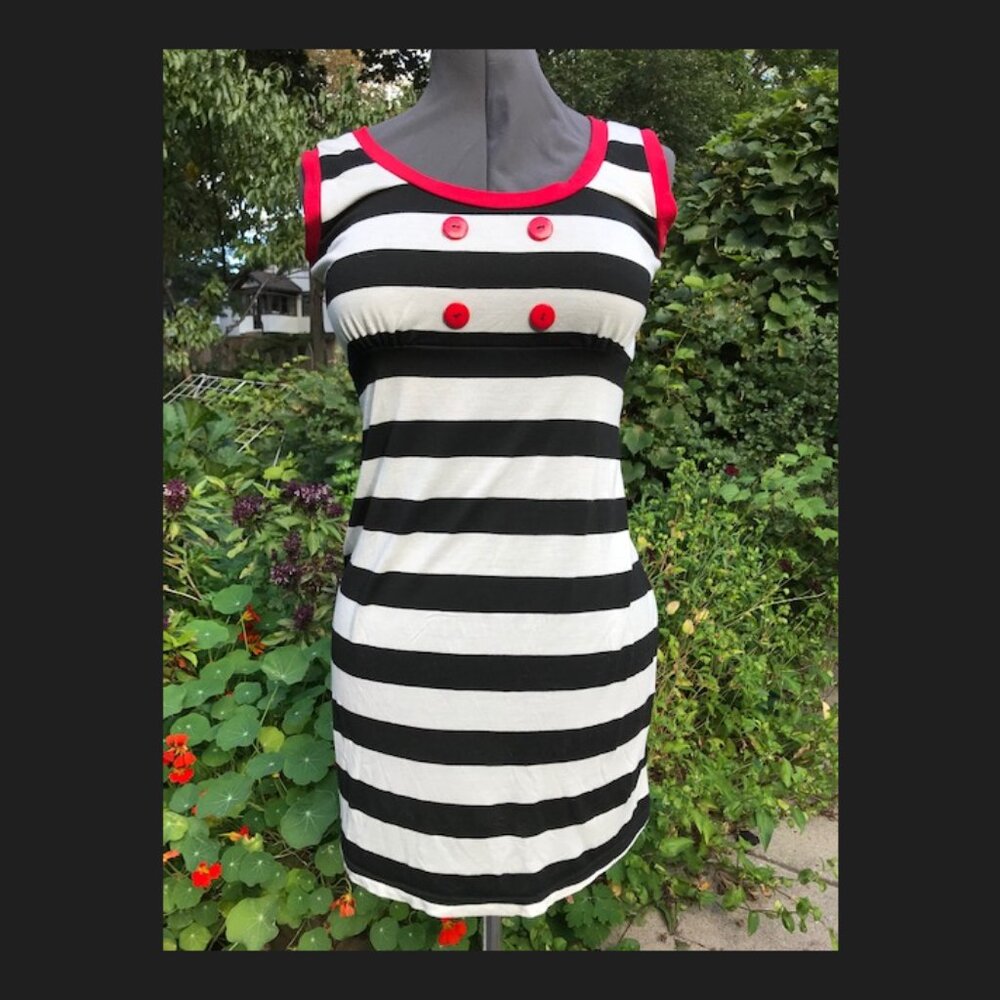 Sourpuss Pinky Pinups Nautical Striped Dress Size L - NWT